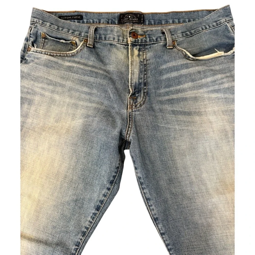 Lucky Brand Men's 221 Original Straight Distressed Faded Jeans Size 38 Inseam 31